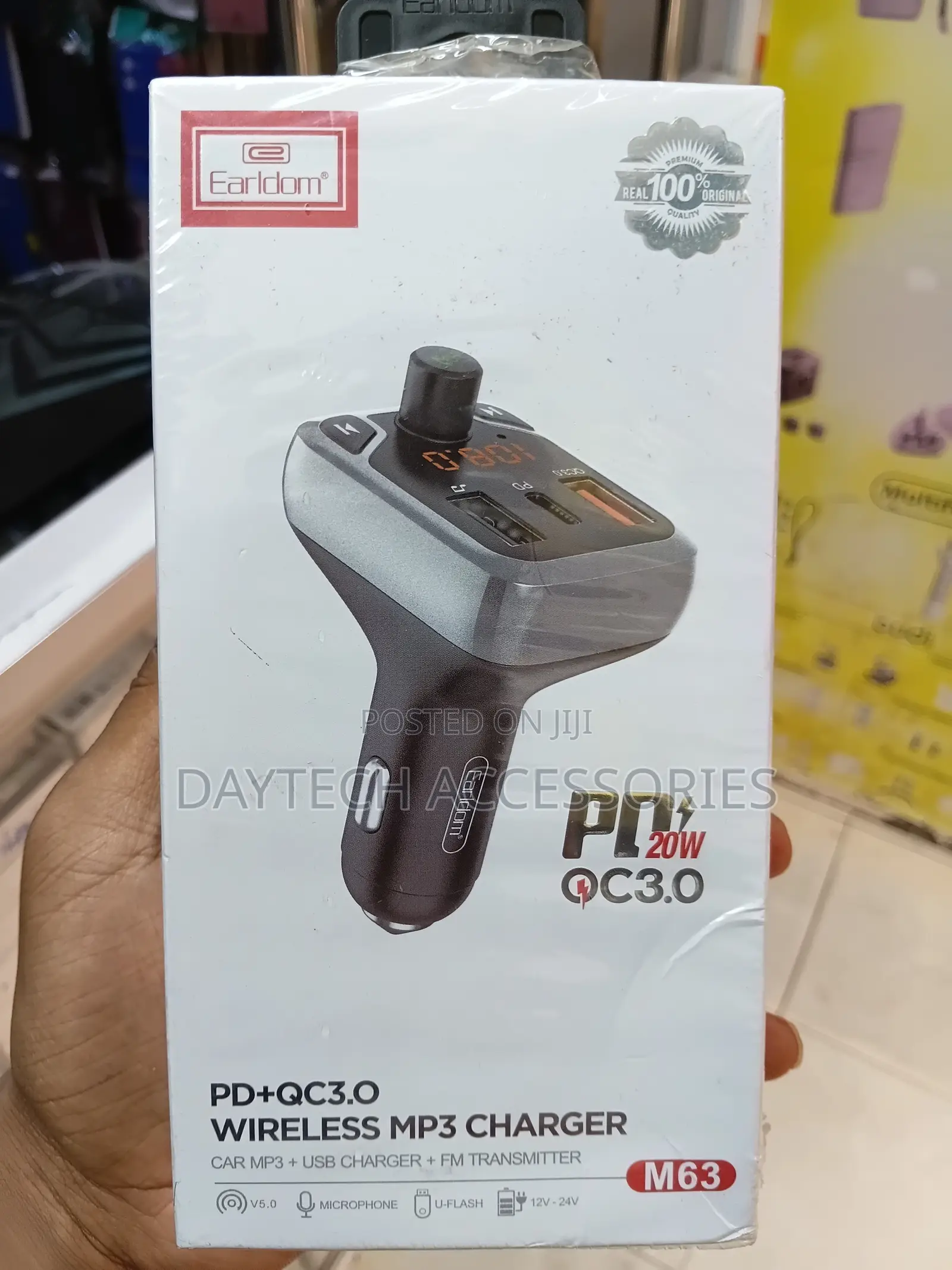Earldom ET-M63 Wireless MP3 Car Charger and FM Transmitter - Black