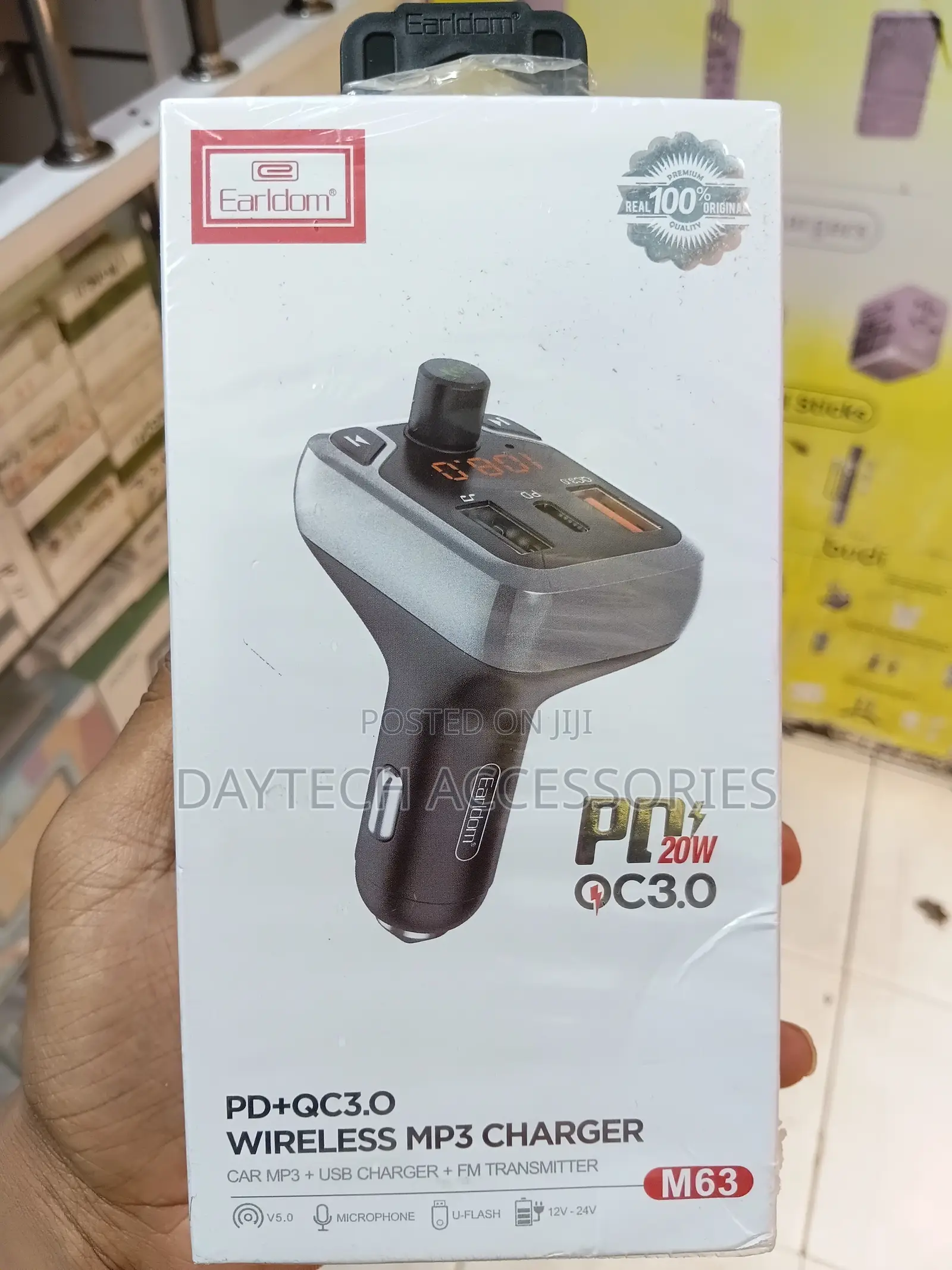 Earldom ET-M63 Wireless MP3 Car Charger and FM Transmitter - Black