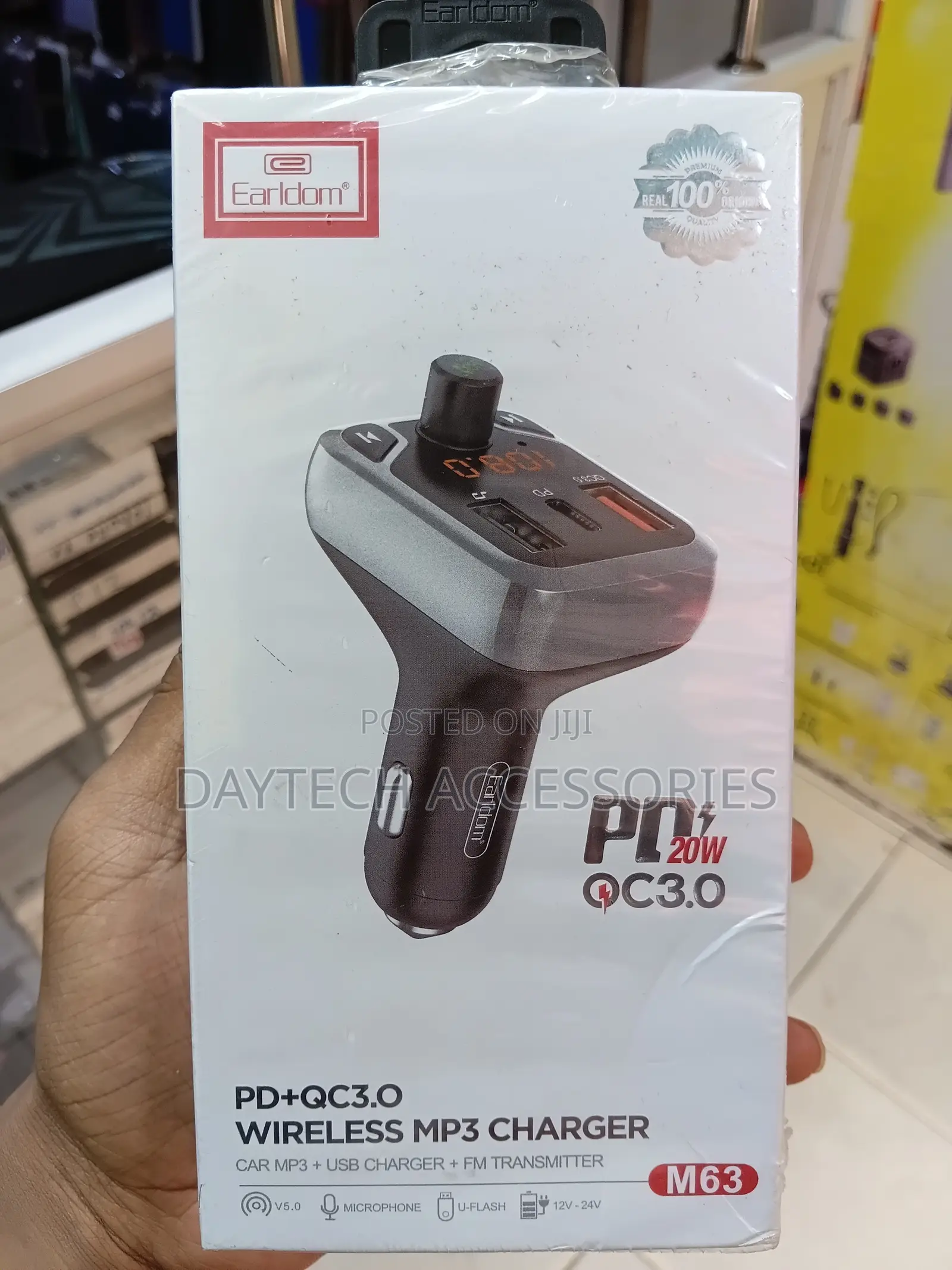 Earldom ET-M63 Wireless MP3 Car Charger and FM Transmitter - Black