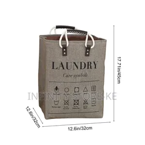 Collapsible Large Hamper Laundry Basket With Leather Handles