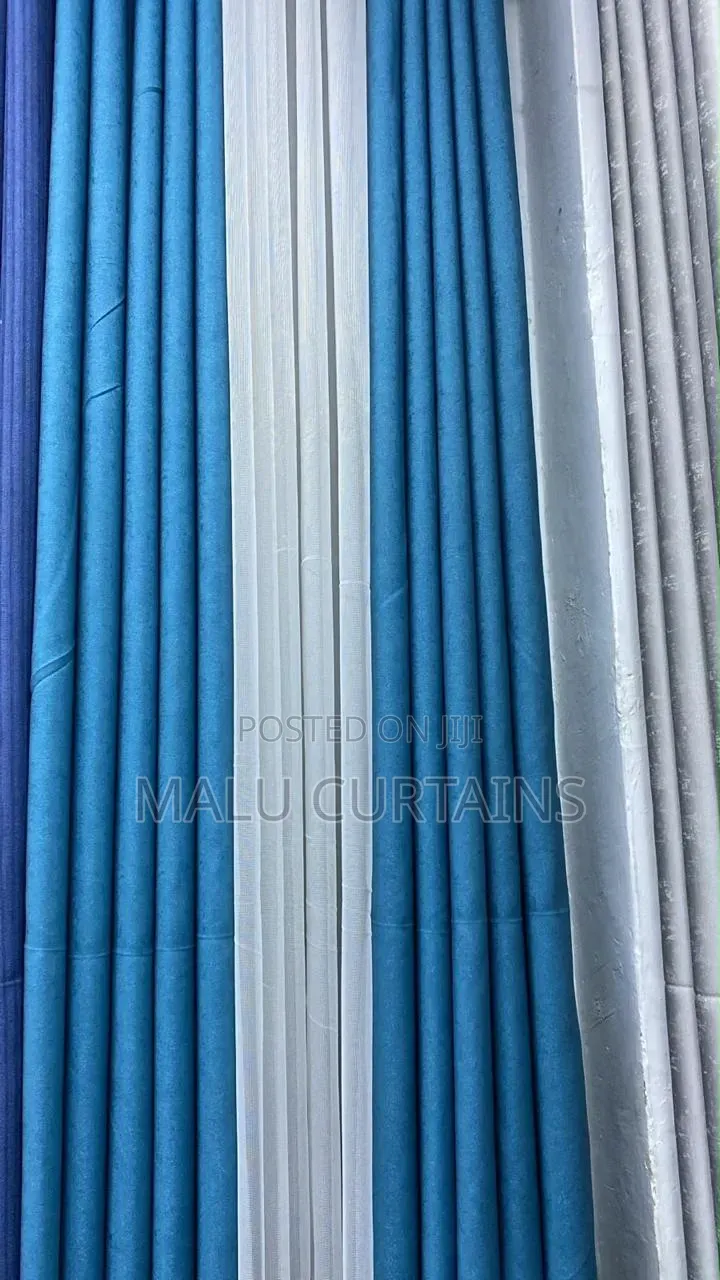 Turquoise Blue Heavy Curtains With Sheer Morden Living Room at /=1600