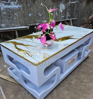 Modern White Coffee Table With Marble Top