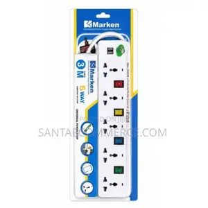 Marken 5-Way Extension Power Strip With 2 USB Ports – 3M Cable