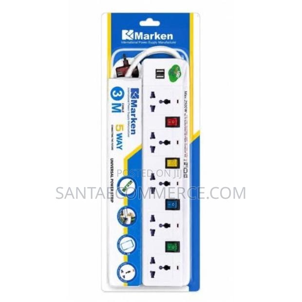 Marken 5-Way Extension Power Strip With 2 USB Ports – 3M Cable - main view