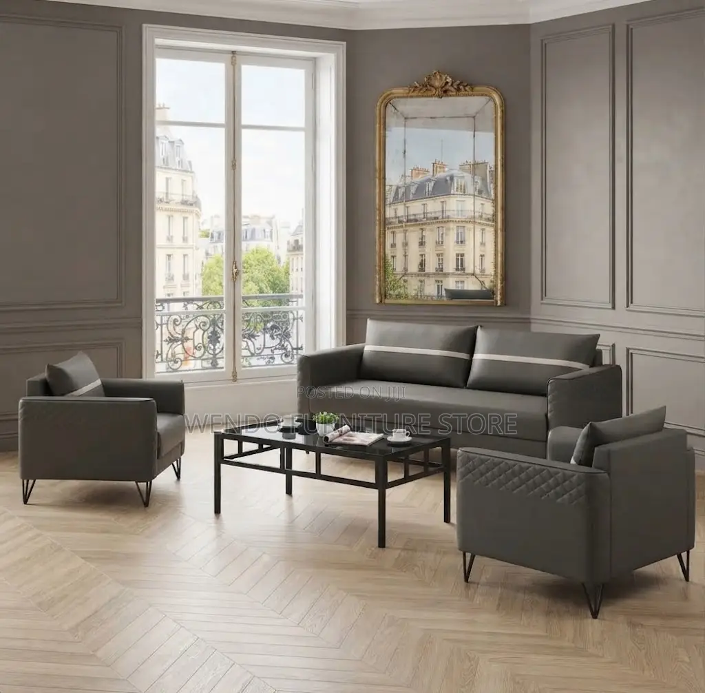 Office Sofa; Executive Gray Modern Staff Five Seaters Sofa Set