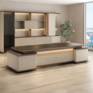 Office Desk; 2400mm Executive Office Desk With L Extension Drawer