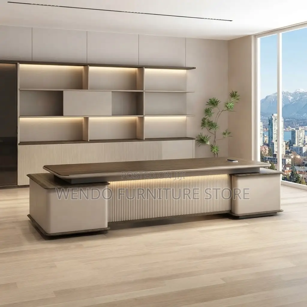 Office Desk; 2400mm Executive Office Desk With L Extension Drawer
