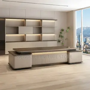 Office Desk; 2400mm Executive Office Desk With L Extension Drawer