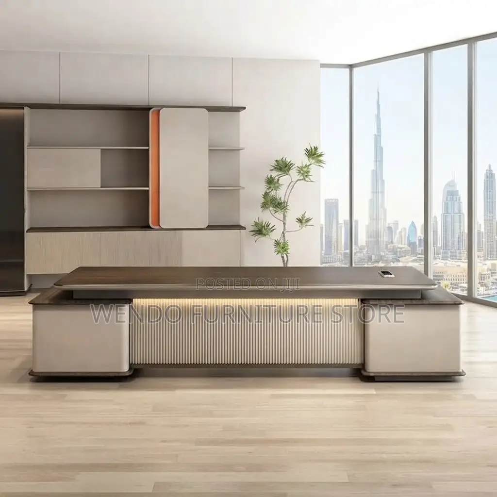 Office Desk; 2400mm Executive Office Desk With L Extension Drawer