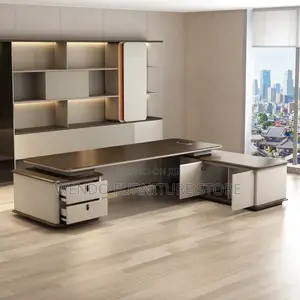 Office Desk; 2400mm Executive Office Desk With L Extension Drawer