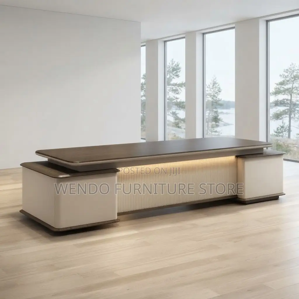 Office Desk; 2400mm Executive Office Desk With L Extension Drawer