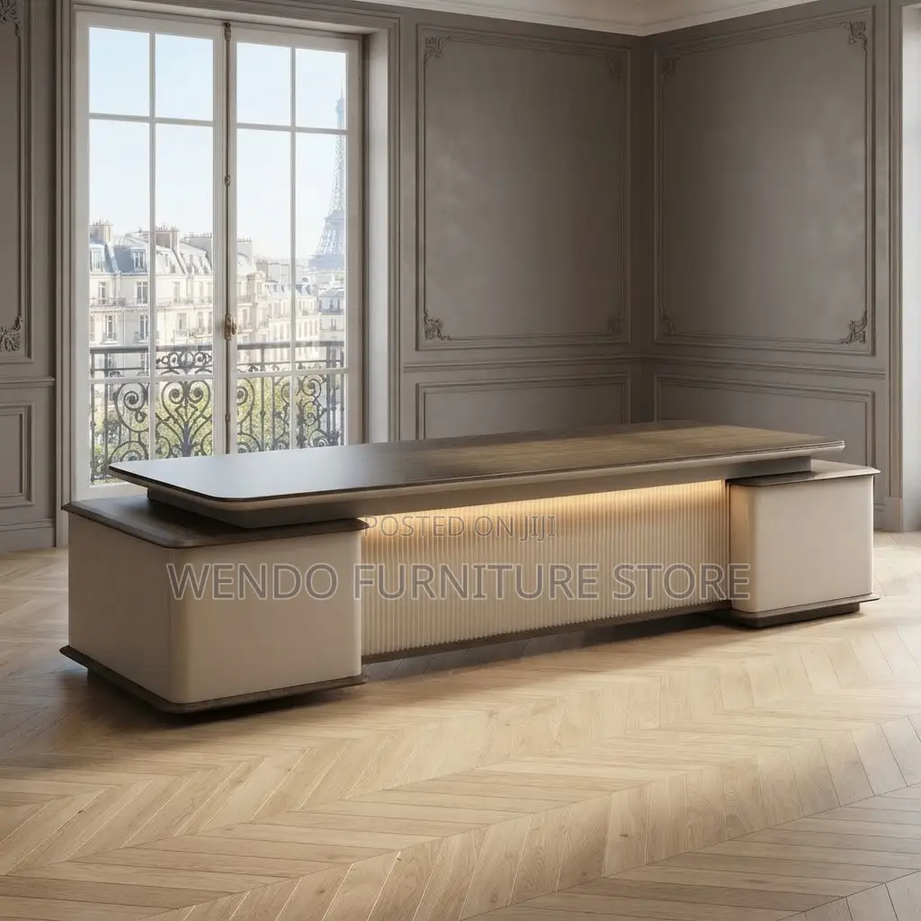 Office Desk; 2400mm Executive Office Desk With L Extension Drawer