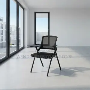 Office Chairs; Mid Backrest Folding Black Chair With Paper Pad