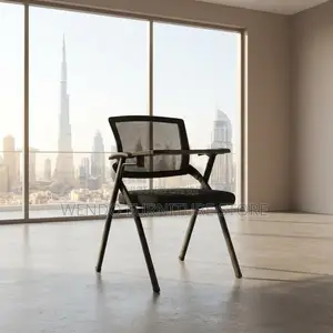 Office Chairs; Mid Backrest Folding Black Chair With Paper Pad
