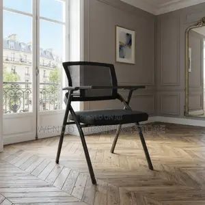 Office Chairs; Mid Backrest Folding Black Chair With Paper Pad