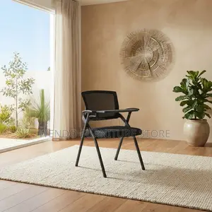 Office Chairs; Mid Backrest Folding Black Chair With Paper Pad