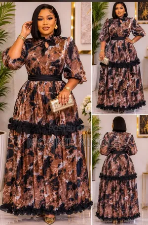 Pretty Floral Green Maxi Event Dress