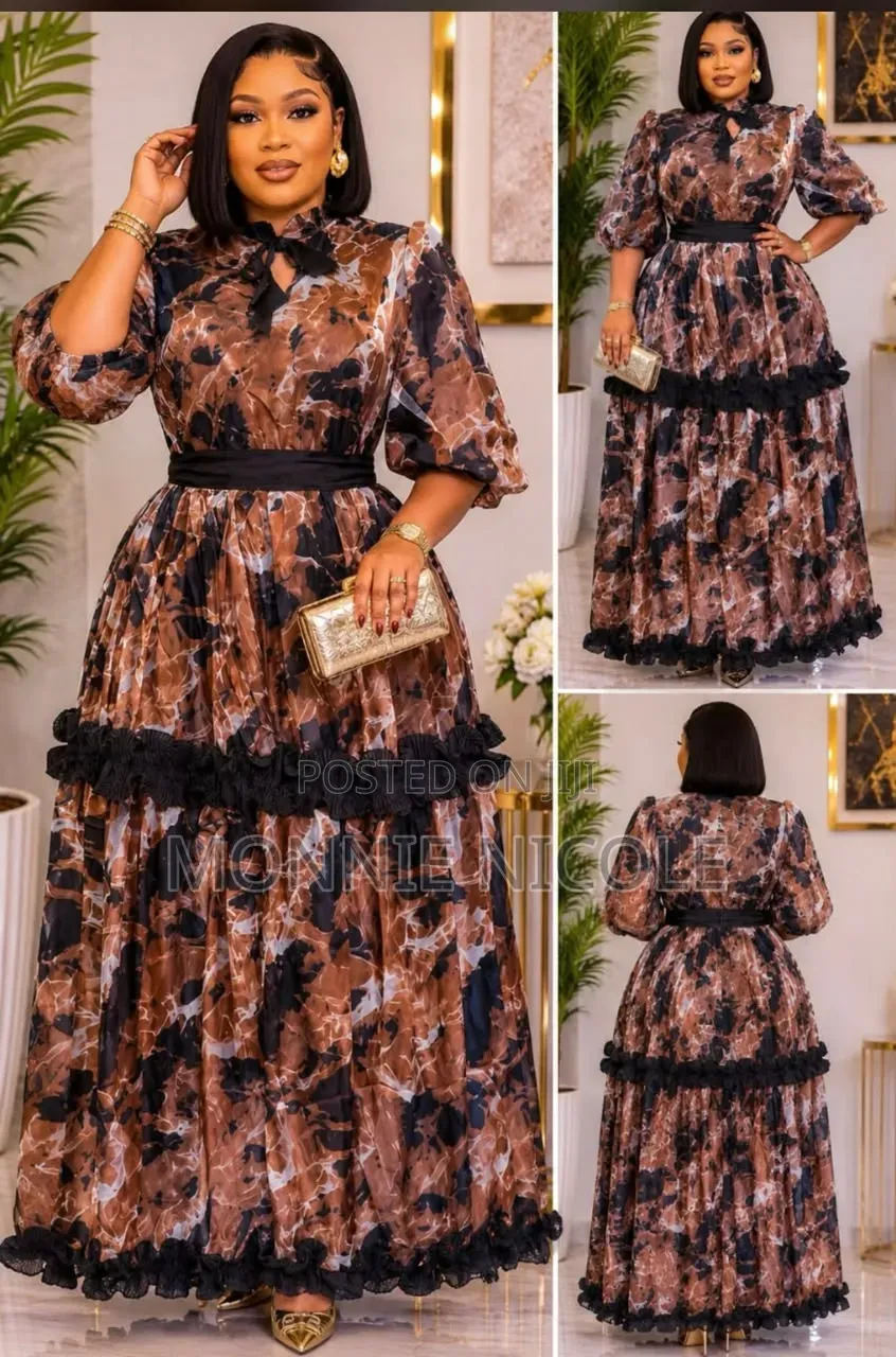 Pretty Floral Green Maxi Event Dress