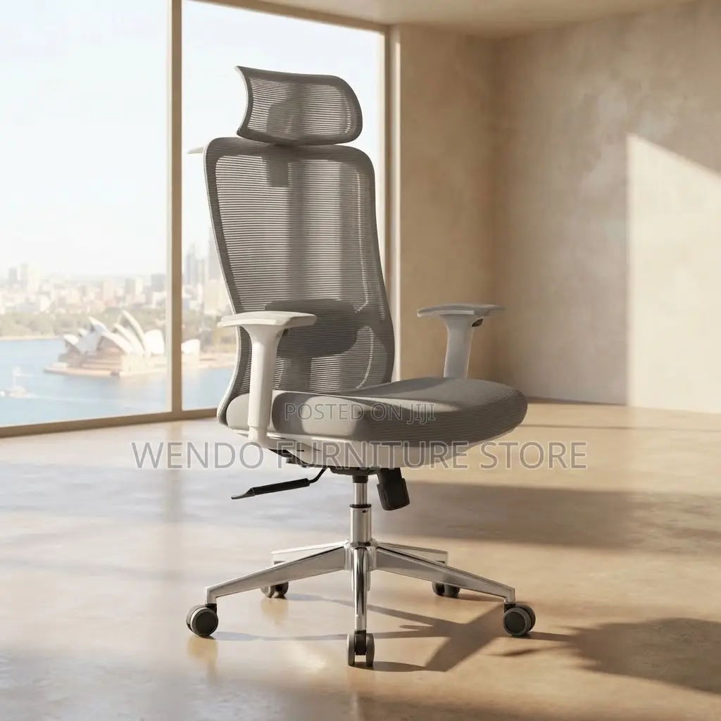 Office Chairs; Ergonomic Fabric Adjustable White Office Seat