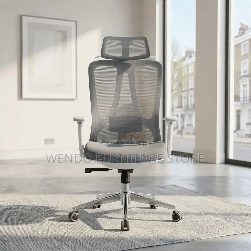 Office Chairs; Ergonomic Fabric Adjustable White Office Seat