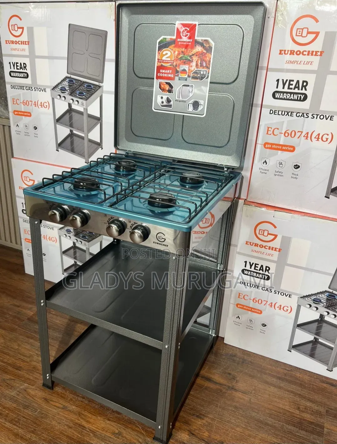 Eurochef Full Gas Standing Cooker With Shelves