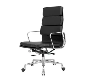 Office Chair : Padded High-Back PU Leather Swivel Seat