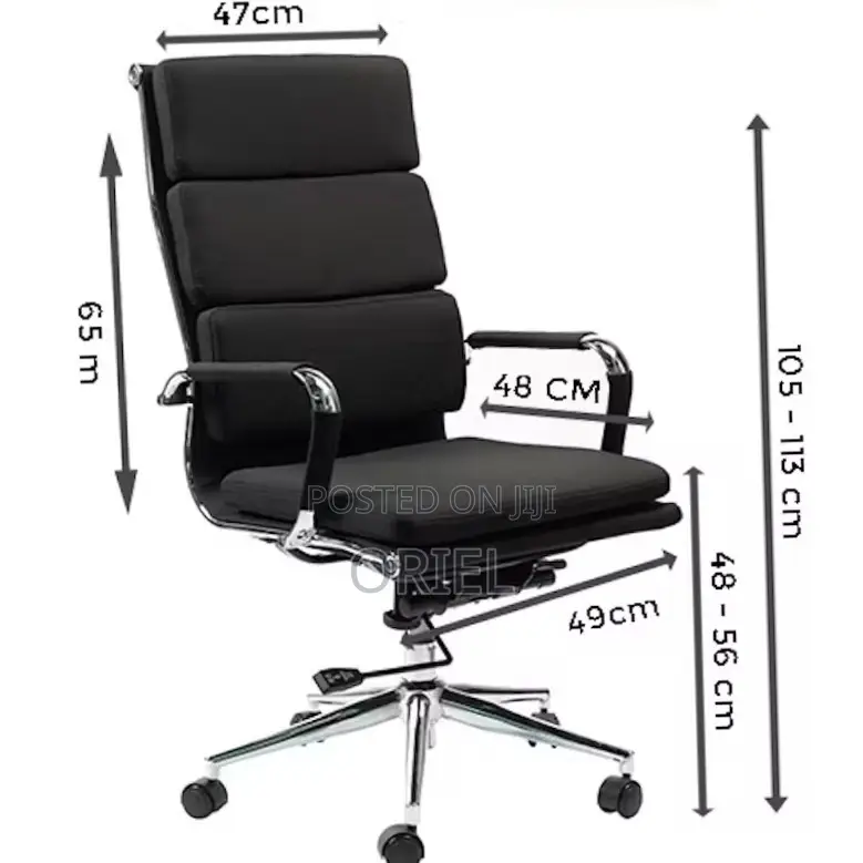 Office Chair : Padded High-Back PU Leather Swivel Seat