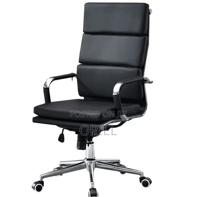 Office Chair : Padded High-Back PU Leather Swivel Seat