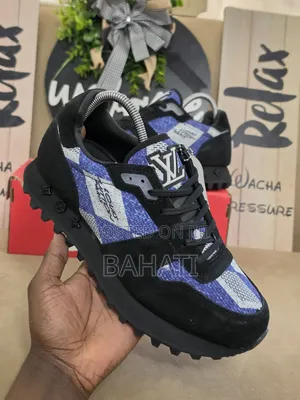 LV Louis Vuitton Run 55 Blue Bandana Black Sneaker 38_45