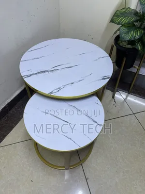 White Nesting Coffee Table Marble Effect MDF