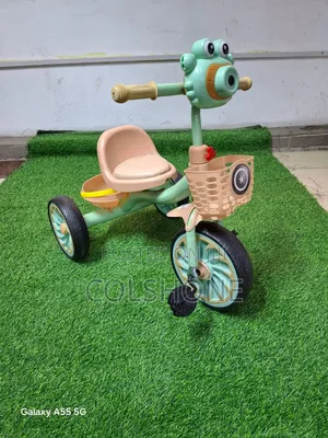 Kids Mint Green Tricycle With Dual Storage Baskets