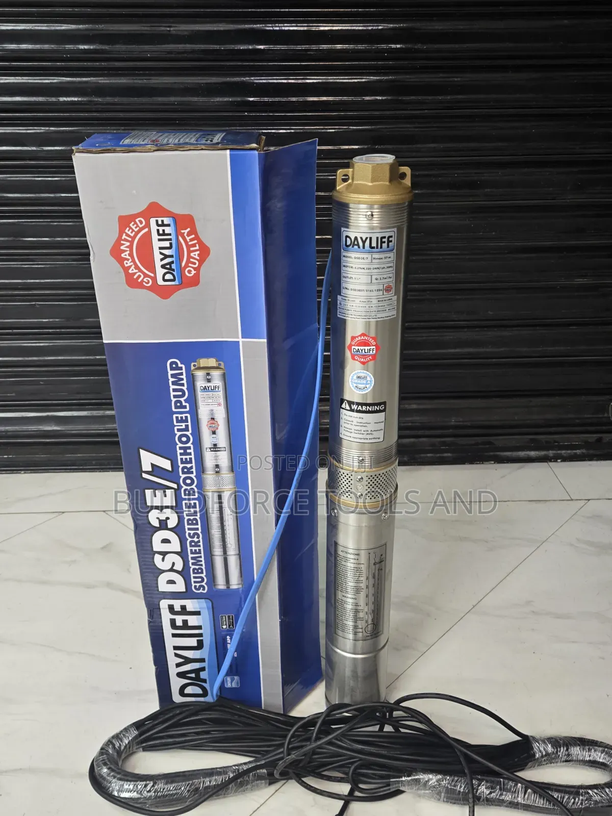 Dayliff 0.37kW, 0.5HP DSD3E/7 Submersible Borehole Pump