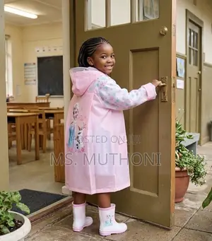 Waterproof Children's Character Rain Poncho With Inflatable Brim