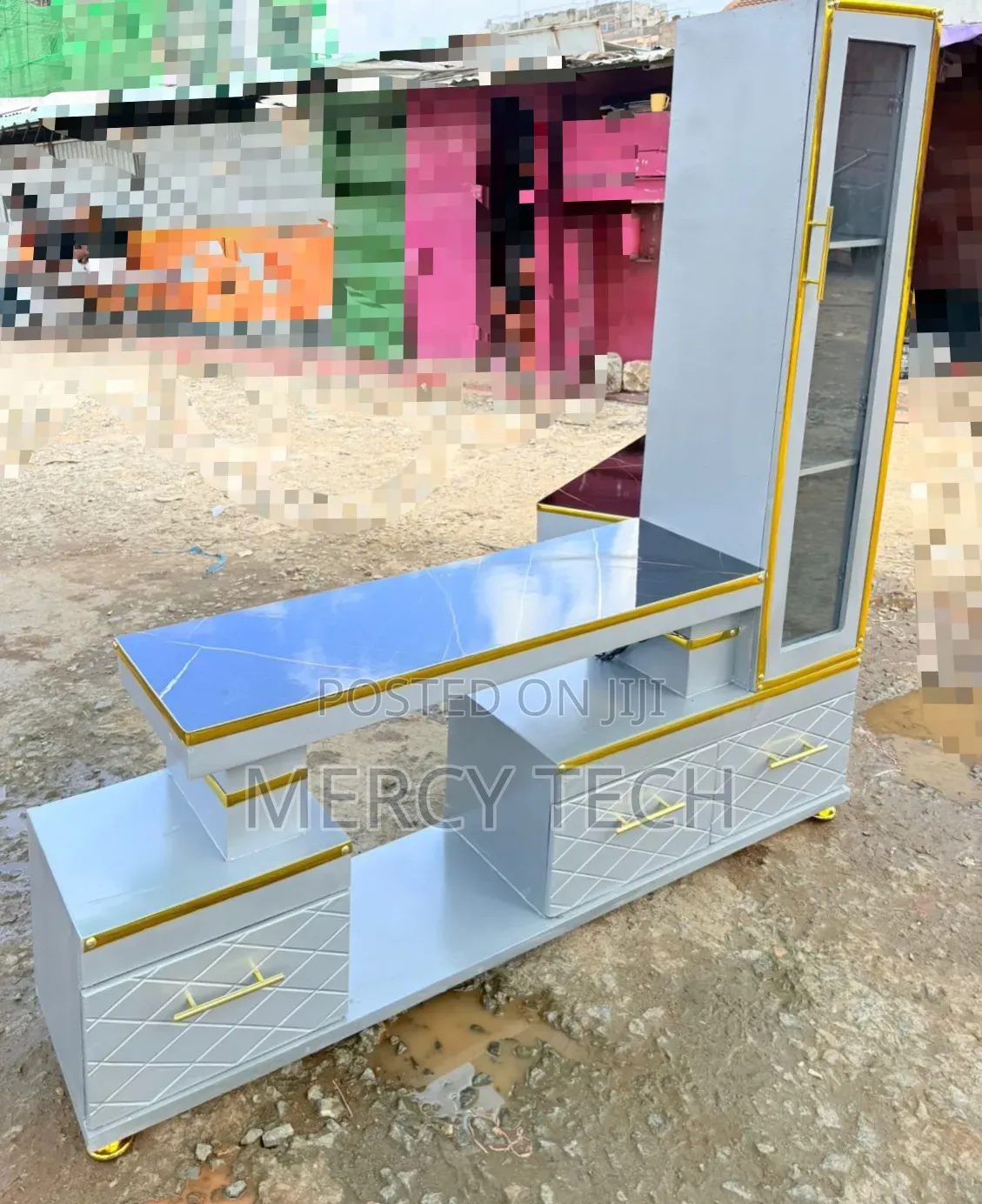 Executive Extended Marble-Coated TV Stand