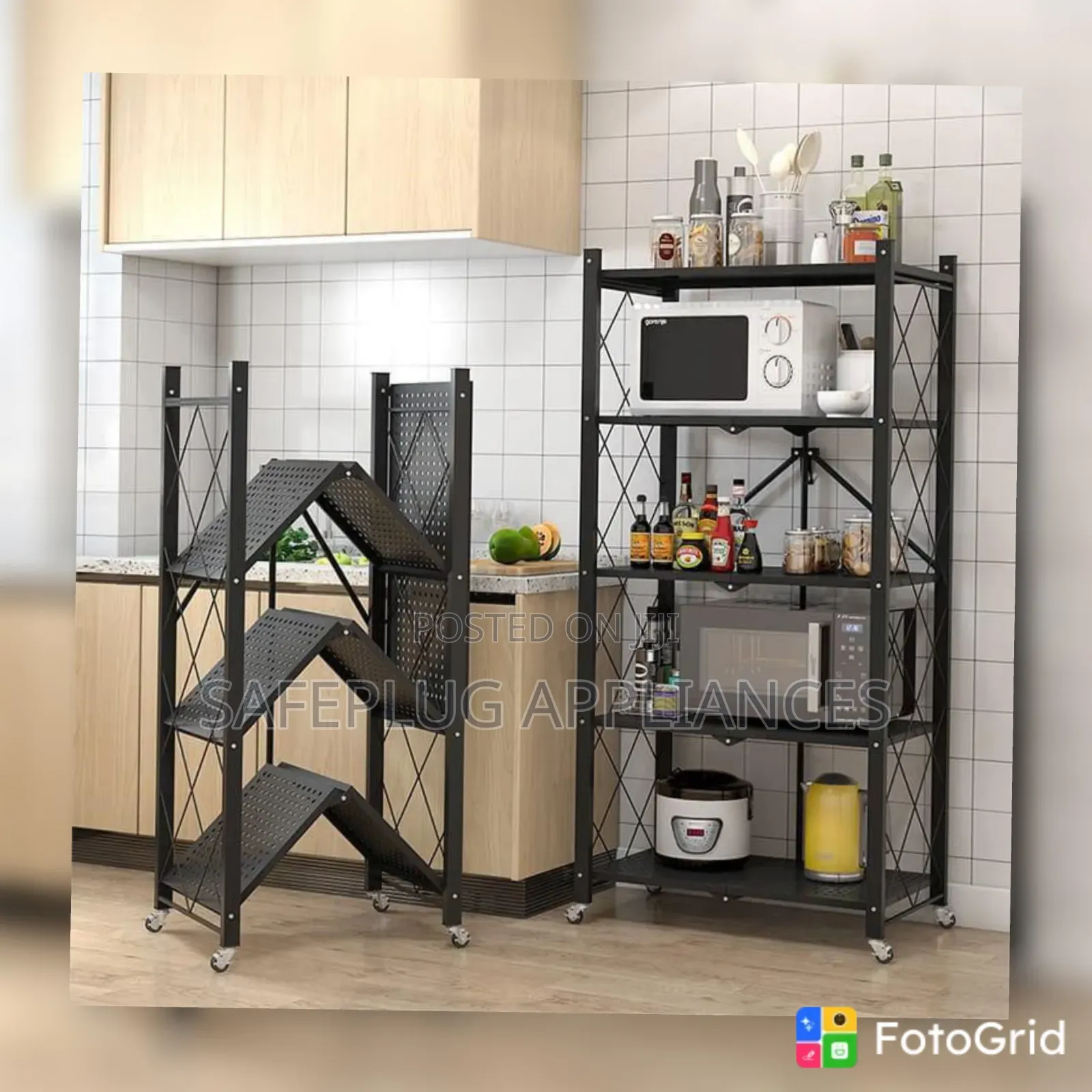 5-Tier Mobile Foldable Kitchen Rack – Big Size