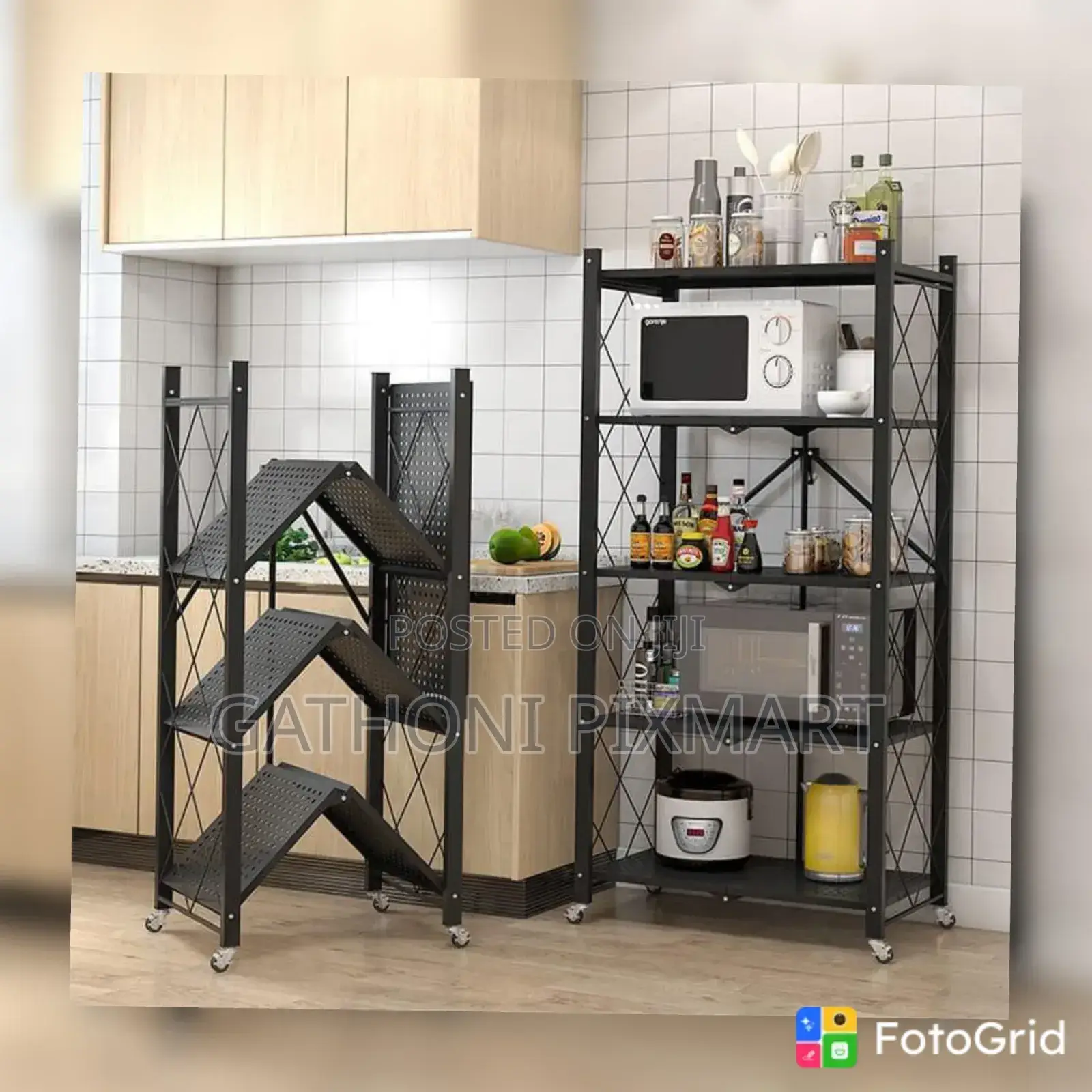 5-Tier Mobile Foldable Kitchen Rack – Big Size