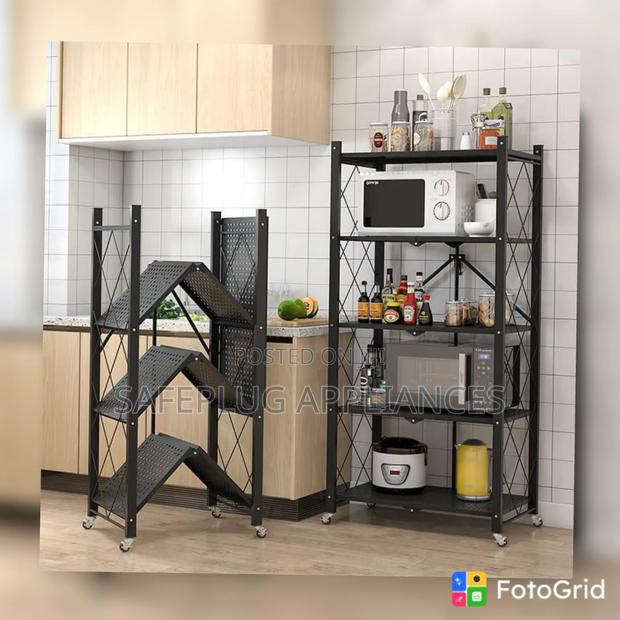 5-Tier Mobile Foldable Kitchen Rack – Big Size