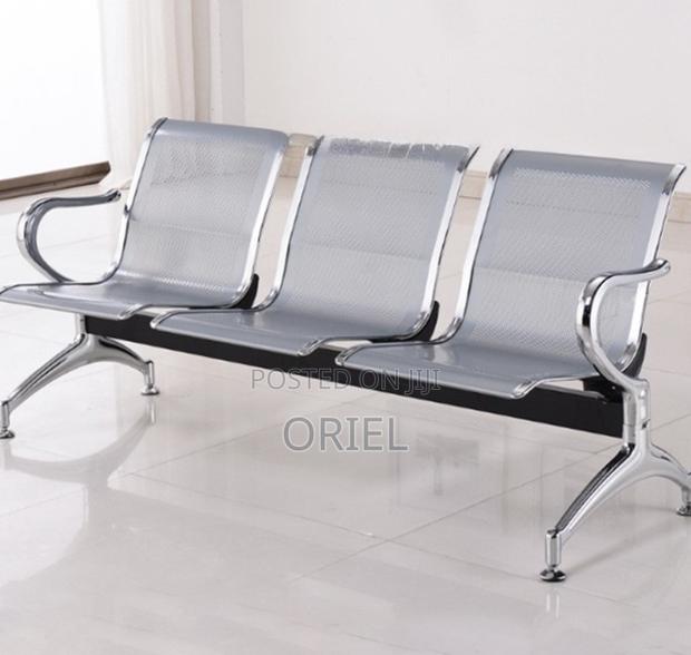 Office Bench : 3 Seat Metal Modern Steel Frame Bench - main view