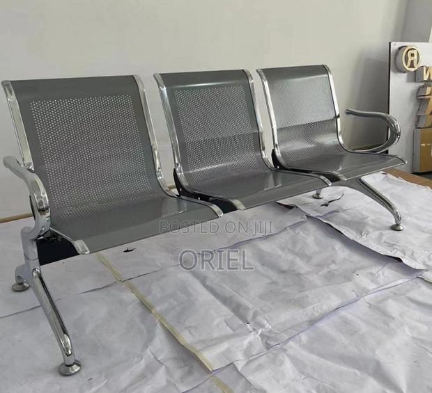 Office Bench : 3 Seat Metal Modern Steel Frame Bench - thumbnail 2