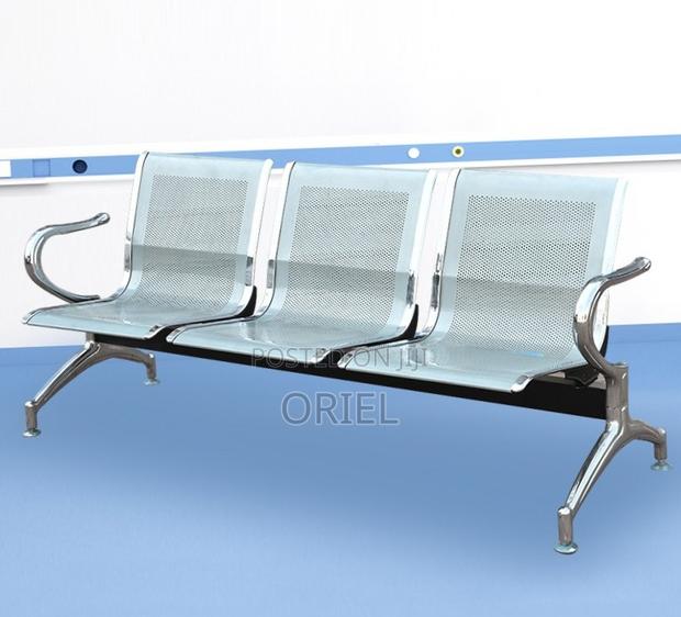 Office Bench : 3 Seat Metal Modern Steel Frame Bench - thumbnail 3