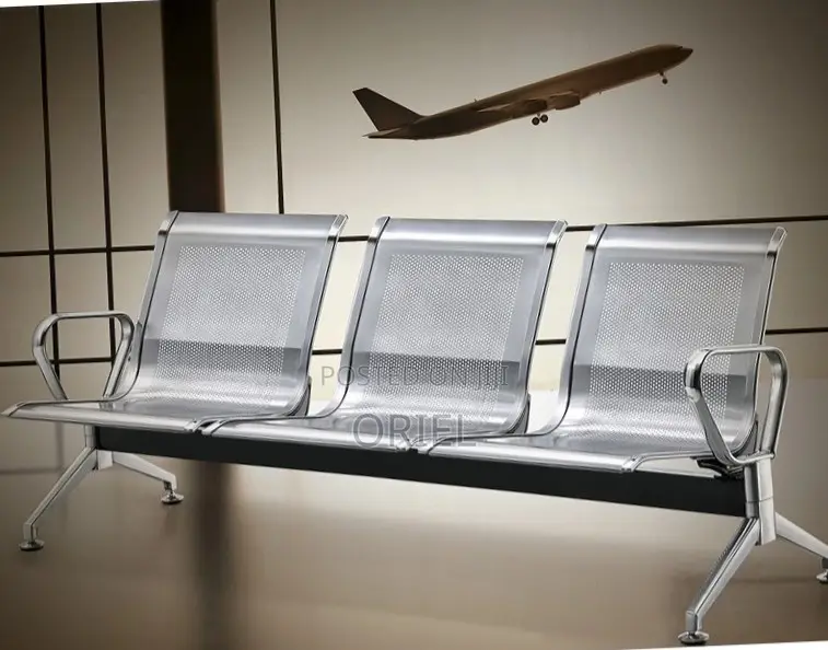 Office Bench : 3 Seat Metal Modern Steel Frame Bench