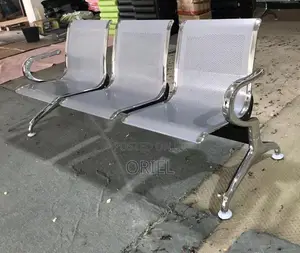 Office Bench : 3 Seat Metal Modern Steel Frame Bench