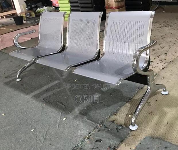 Office Bench : 3 Seat Metal Modern Steel Frame Bench - thumbnail 5