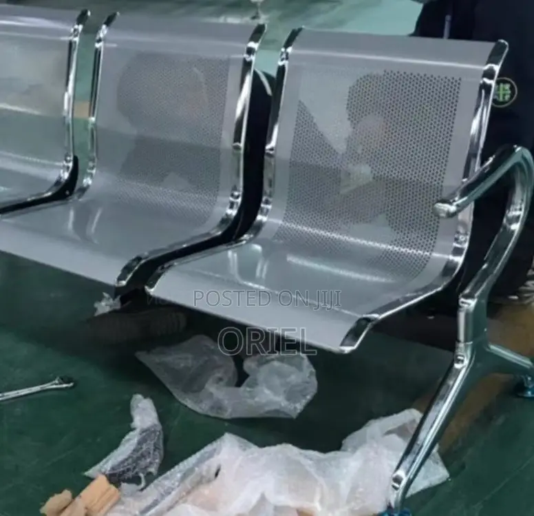 Office Bench : 3 Seat Metal Modern Steel Frame Bench