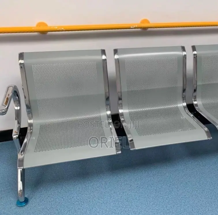 Office Bench : 3 Seat Metal Modern Steel Frame Bench