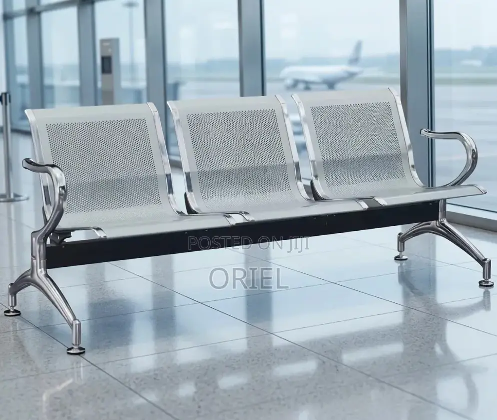 Office Bench : 3 Seat Metal Modern Steel Frame Bench