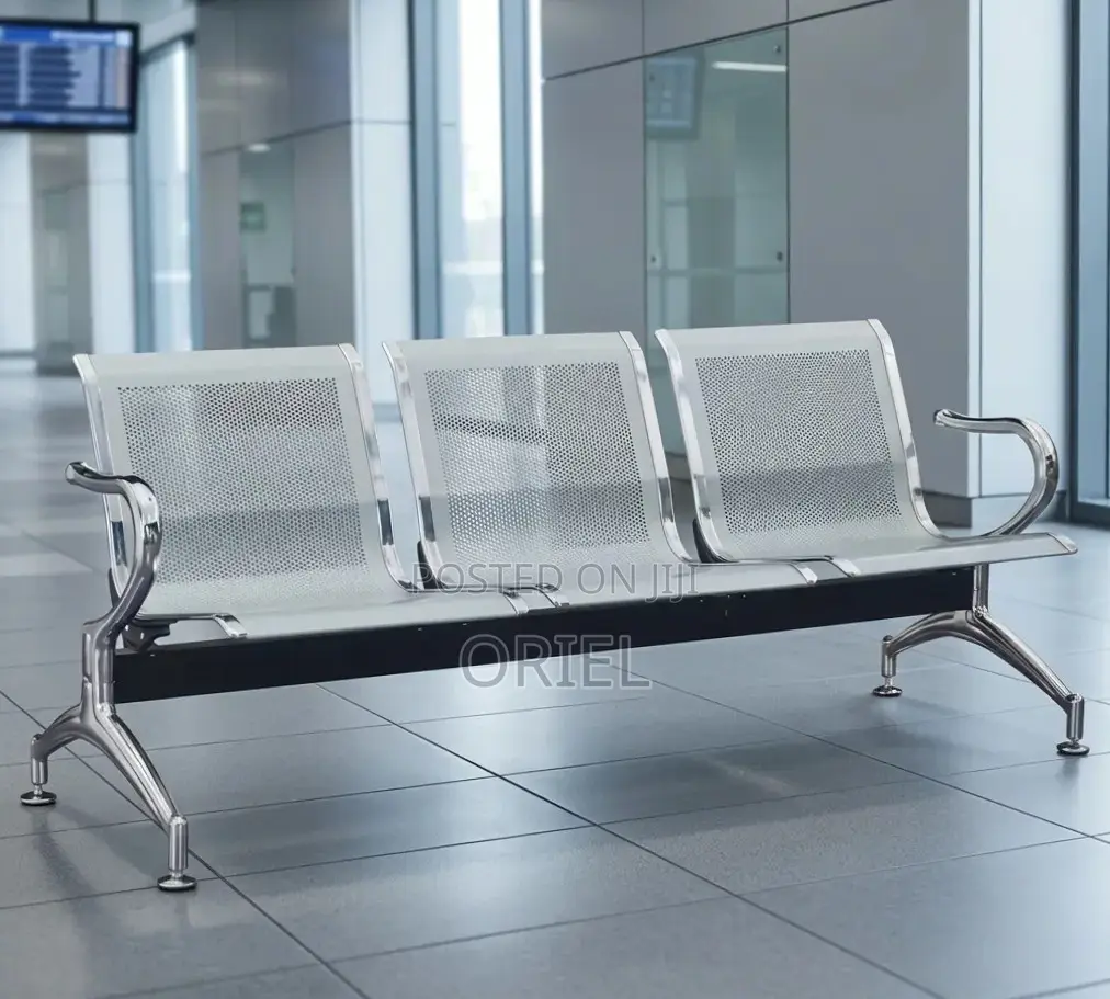 Office Bench : 3 Seat Metal Modern Steel Frame Bench