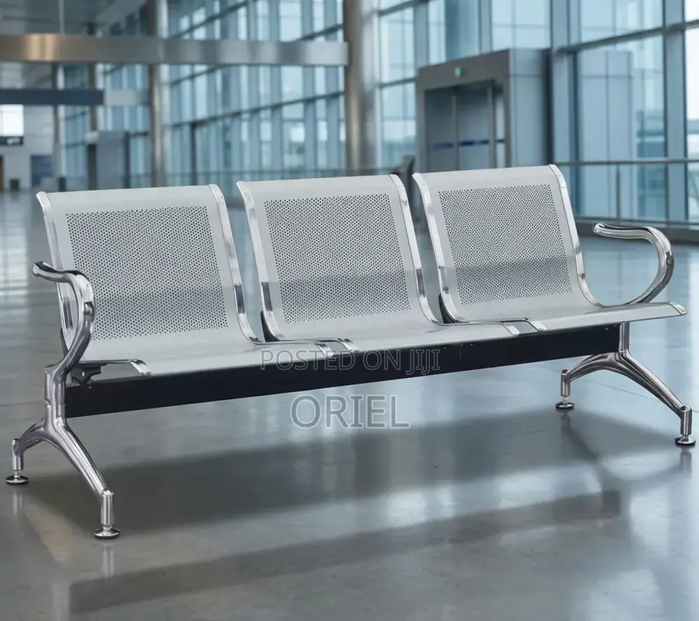 Office Bench : 3 Seat Metal Modern Steel Frame Bench