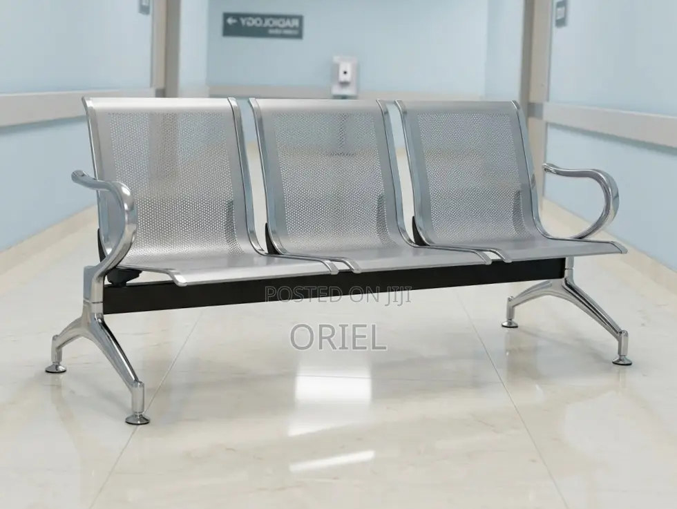 Office Bench : 3 Seat Metal Modern Steel Frame Bench