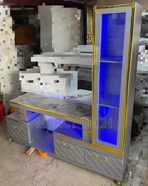 Executive Extended TV Stand With Grey Marble Coating